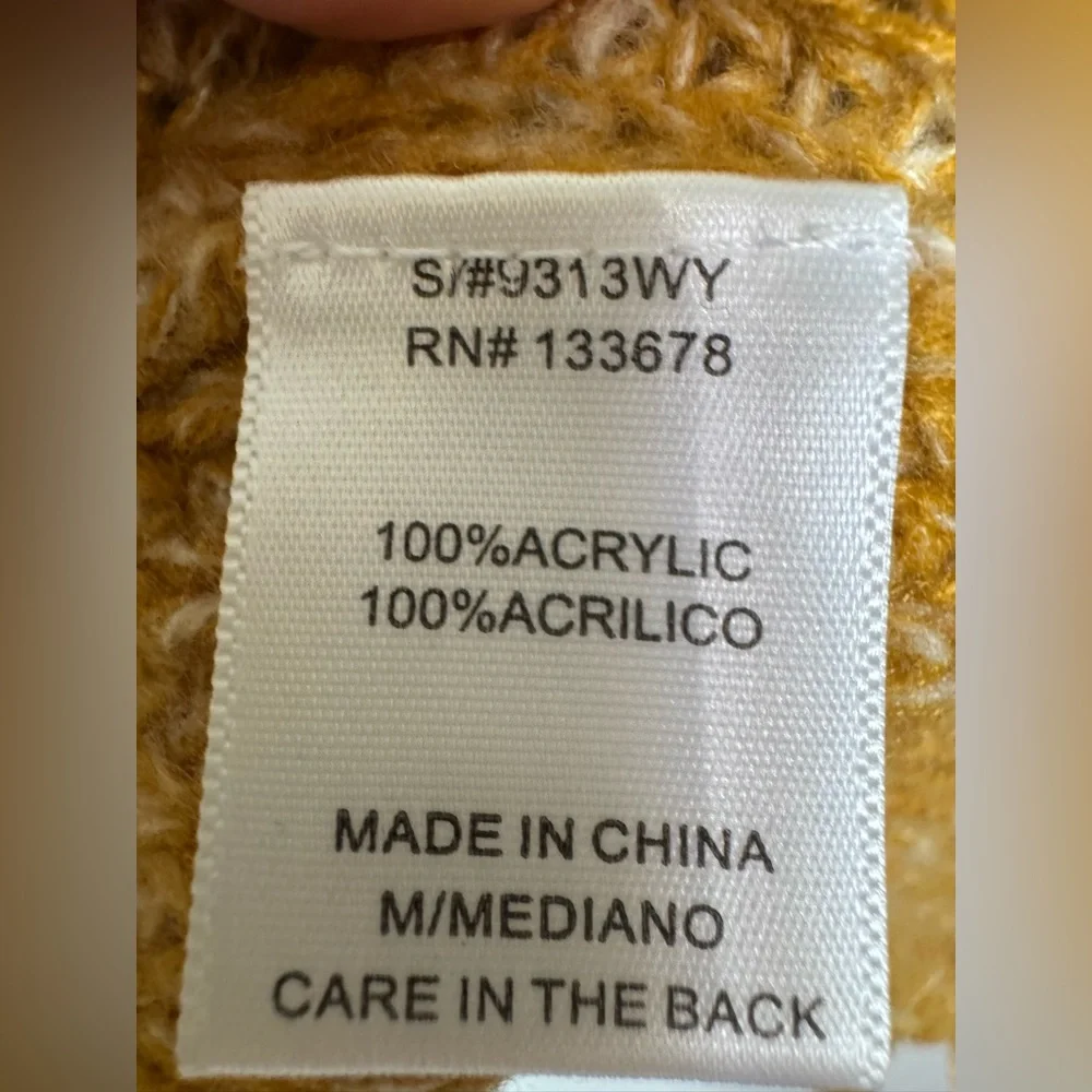 💛Love Tree Mustard Braided Sleeve Sweater Coquette Cozy Warm Size Medium‎ - Picture 8 of 11